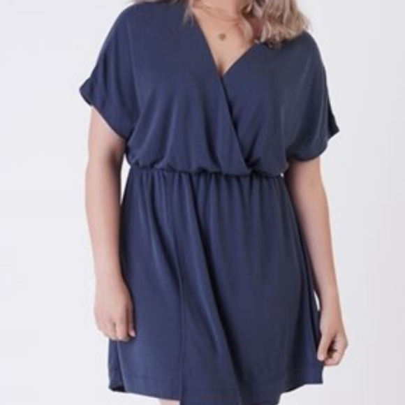 Dex Dresses & Skirts - NWT / Dex / Plus Women's dress navy blue, v neck wrap style on top. Size 3X